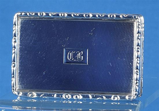 A William IV engine turned silver snuff box, by Edward Smith, Length 80mm Weight: 4.3oz/135grms